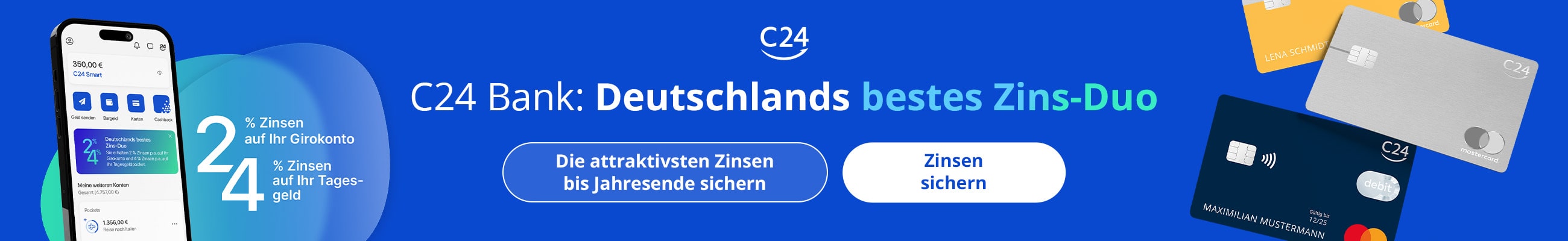 C24 Bank: Deutschlands bestes Zins-Duo