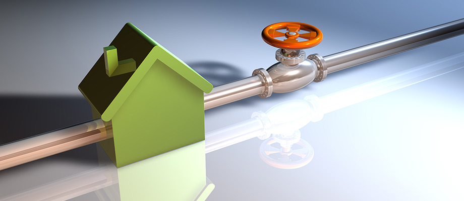 Abbildung einer Gasleitung die durch ein Haus verläuft